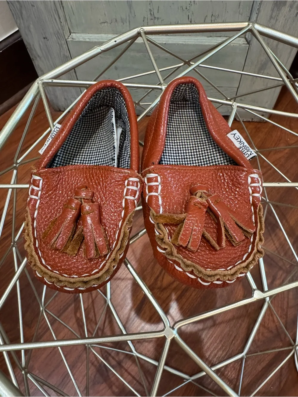 Little Monkey leather loafers shoes burnt orange boys girls baby